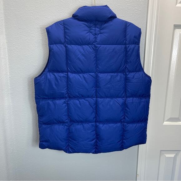 Lands' End Mens Goose Down Square Quilted Snap Puffer Vest Blue - Picture 7 of 10